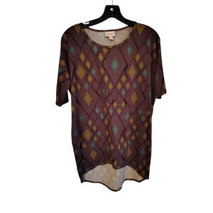 Lularoe Purple diamond‎ print crew neck top
